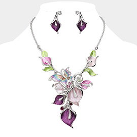 Colorful Butterfly Petal Cluster Vine Necklace